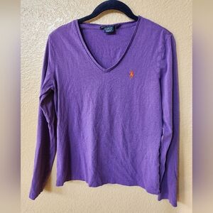 Polo by Ralph Lauren Purple V-Neck Top